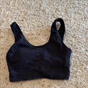 Aerie Black Sports Bra with Ribbed Texture